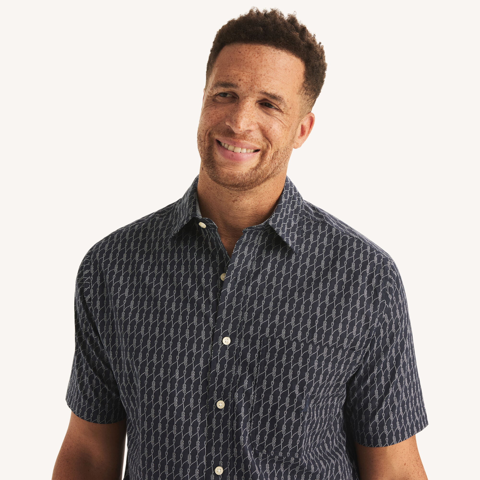 Nautica Men's Big & Tall Printed Short-Sleeve Shirt 482 (Stellar Blue Heather), 2XL