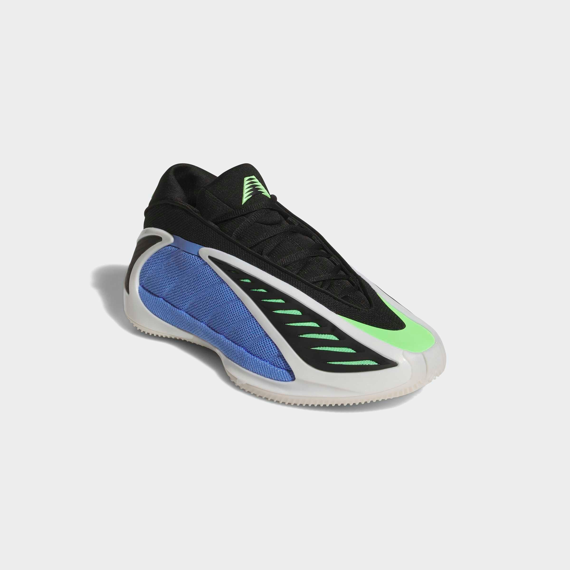 Basketballschuh ADIDAS PERFORMANCE "ANTHONY EDWARDS 2", Damen, Gr. 42,5, blau fusion, zero metallic, lime burst, Synthetik, Textil, Schuhe