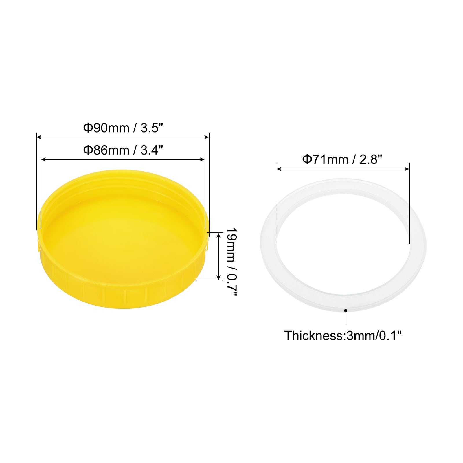 Wide Mouth Plastic Mason Jar Lids, Canning Jars Cap with Silicone Sealing Ring - 3-1/2
