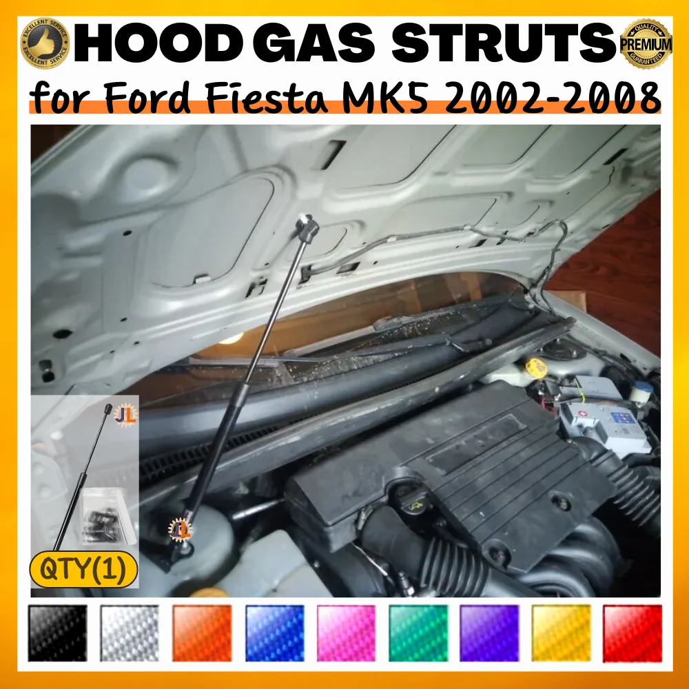 Qtà(1) Puntone del cofano per Ford Fiesta MK5 2002-2008 Cofano anteriore Molla a gas Ammortizzatore Supporto di sollevamento Barra ammortizzatore