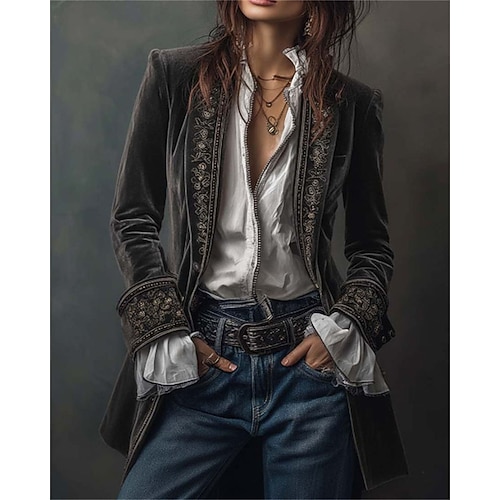 Per donna Top Eleganti Top fluidi Tinta unica Semplice Elegante Vintage Classico Manica Lunga Top lunghi Quotidiano Uscire Bottoni Bordo in pizzo Drappeggiato Nero Giallo Vino Blu Reale Cammello