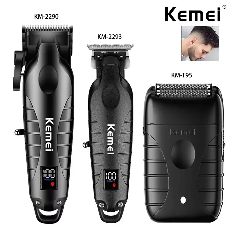 Kemei KM-2290 KM-2293 KM-T95 Professionelle Schneidemaschine Elektrorasierer Haarschneider mit LCD-Display Herren-Haarschneidemaschine Image