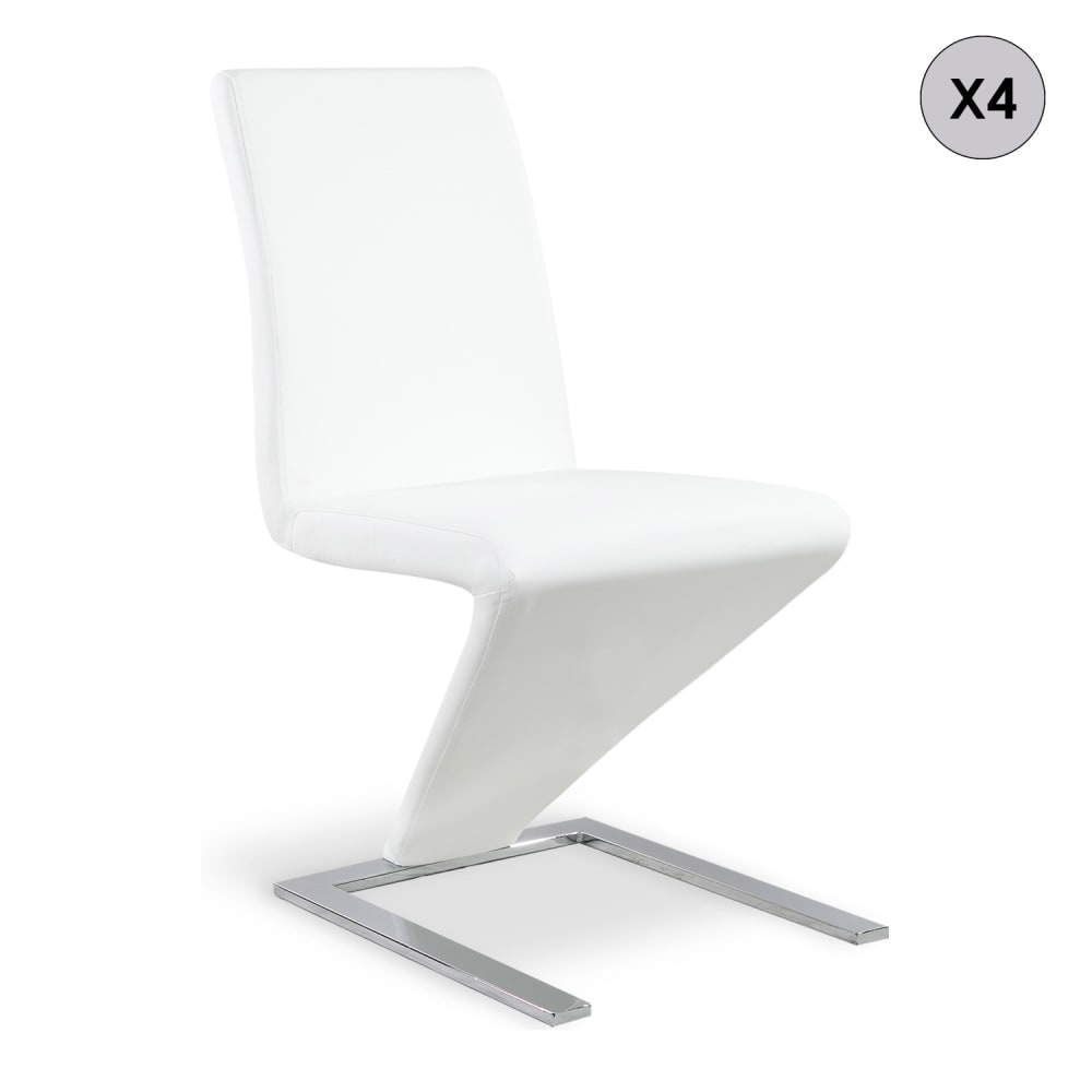 Lot de 4 chaises design blanches