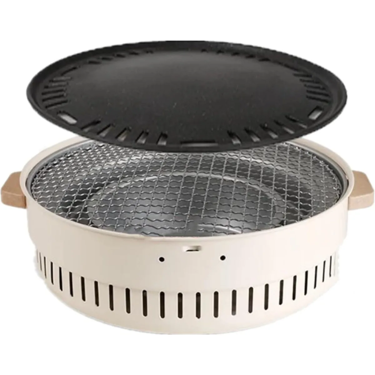 Tragbarer BBQ-Grill, Tisch-Holzkohlegrill, Edelstahl-Räucher-BBQ-Grill für Outdoor/Indoor, Picknick, Garten, Terrasse Image