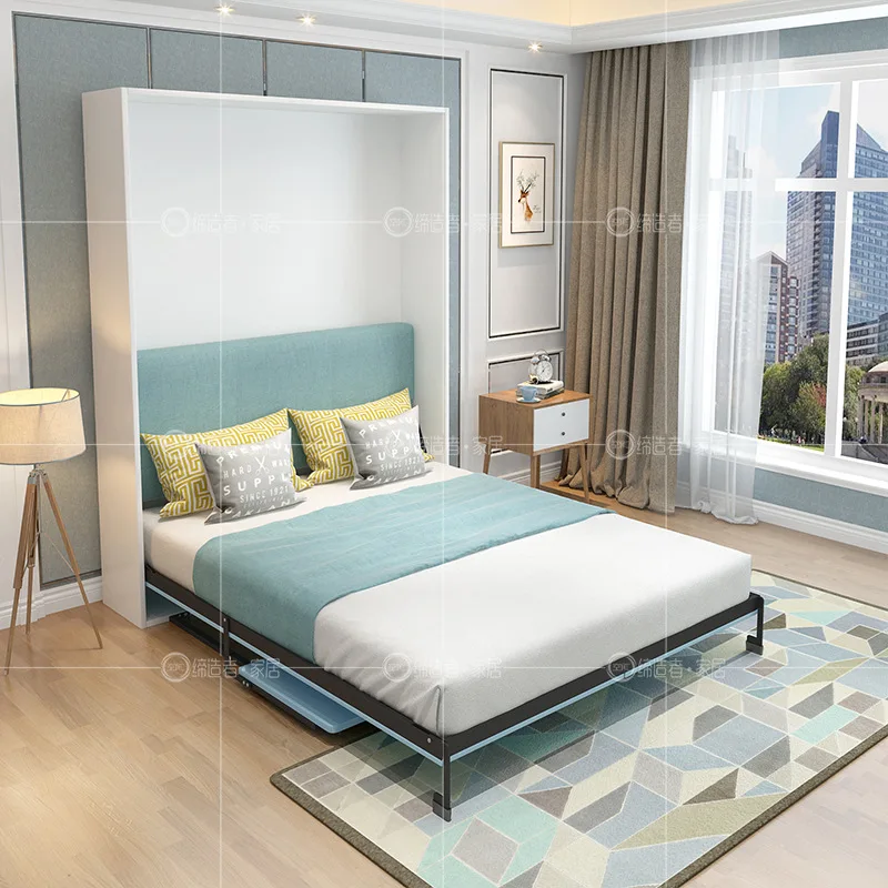 Unsichtbares Bett, integriertes Schreibtisch-Hardware-Zubehör, klappbares Schrankbett, multifunktionales verstecktes Bett, positiver seitlicher Klapp-Murphy Image