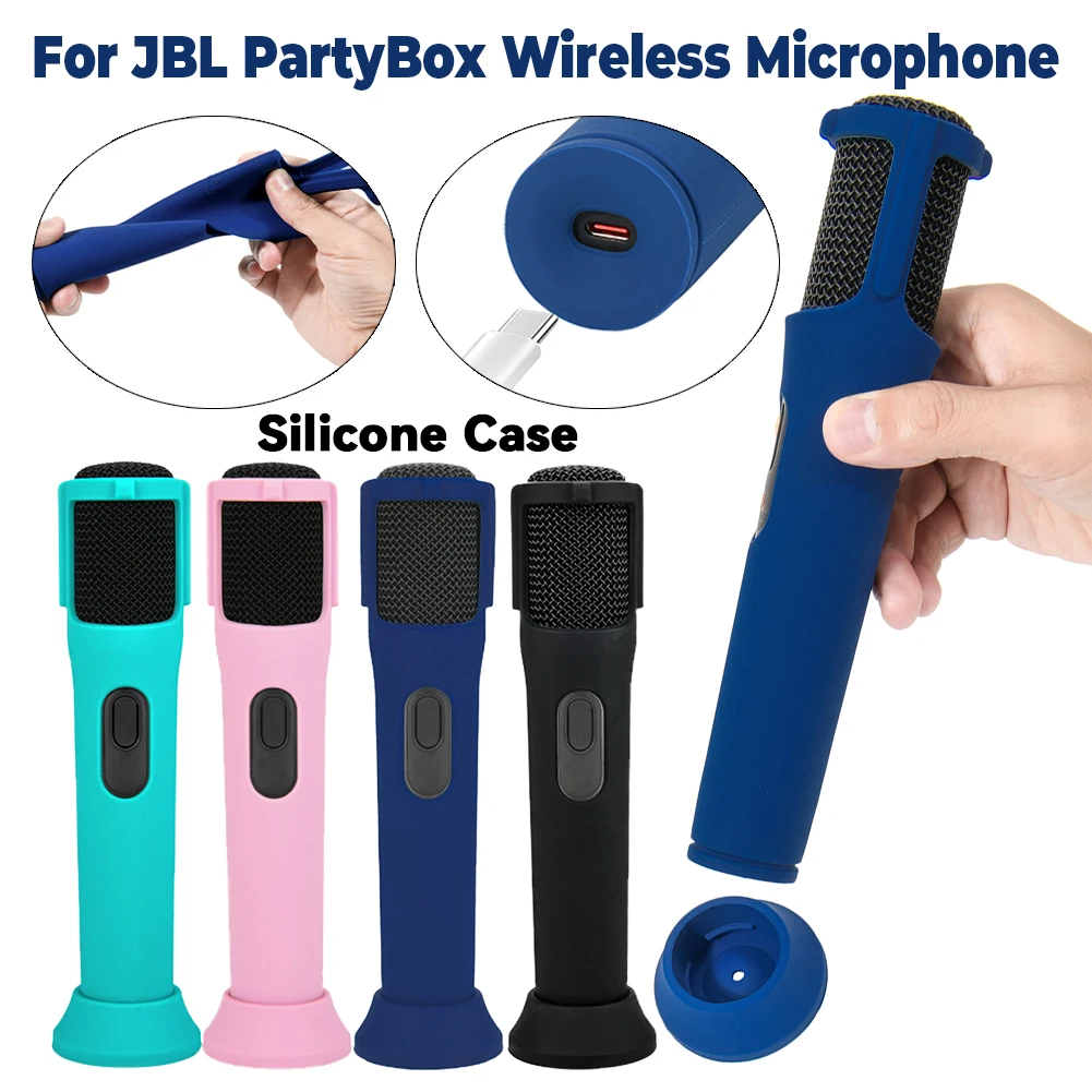 Silikon-Schutzhülle für JBL PartyBox, kabellose Mikrofonhülle, Anti-Roll-Mikrofonhüllen, Mikrofonständer, rutschfeste Abdeckung Image