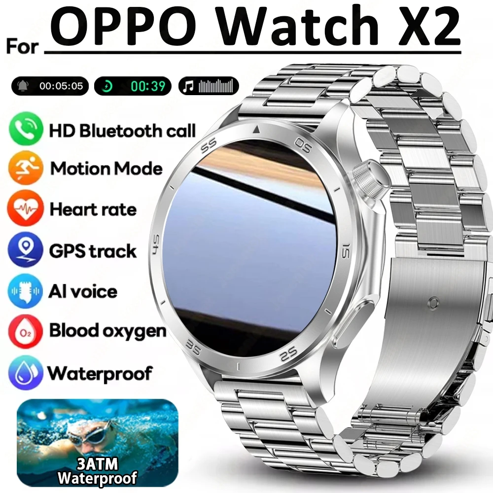 OPPO X2 Neue Bluetooth Anruf Smart Uhr GPS Outdoor Sport Kompass Männer der Gesundheit Überwachung Full Screen Touch Smartwatches 2025 Neue Image