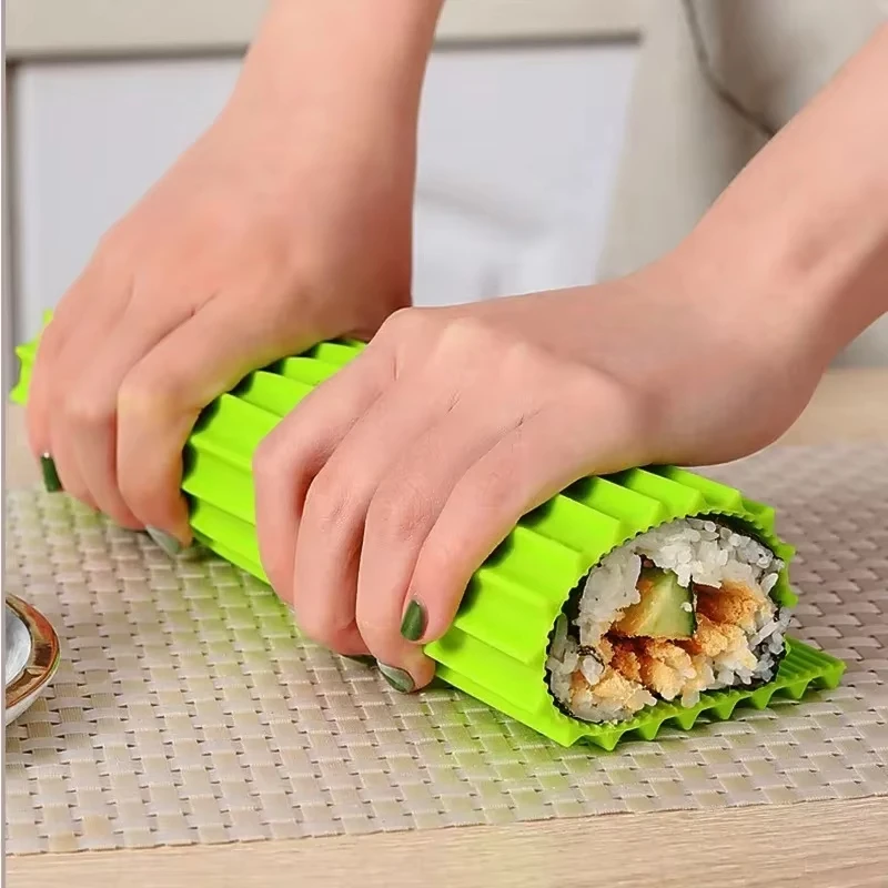 Silikon-Handrolle, Sushi-Rollvorhang, Bambusimitation, japanisches Sushi-Rollwerkzeug, leicht zu reinigen, kein Schimmel, Sushi-Matte, tragbar Image