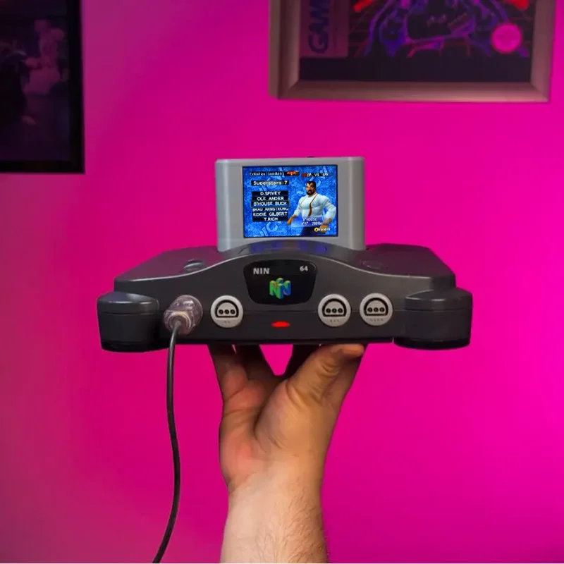 Pico N64 Cart Retro Game Everdrive mit Bildschirmverkabelung N64 3,5-Zoll-LCD-Mini-Bildschirmunterstützung ohne Modifizierung der Maschine Image