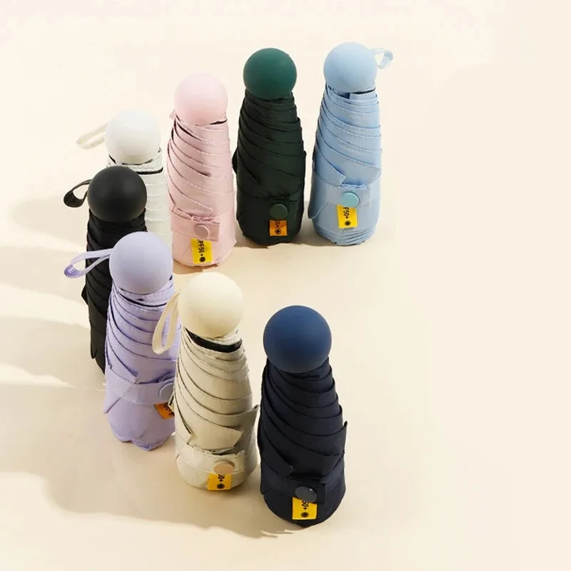 1 x kompakter Mini-Sonnenschirm, UV-Schutz-Regenschirm, Regen- oder Sonnenschutz-Regenschirm für Männer und Frauen, Taschen-Sonnenschirm, Reisetasenschirm Image