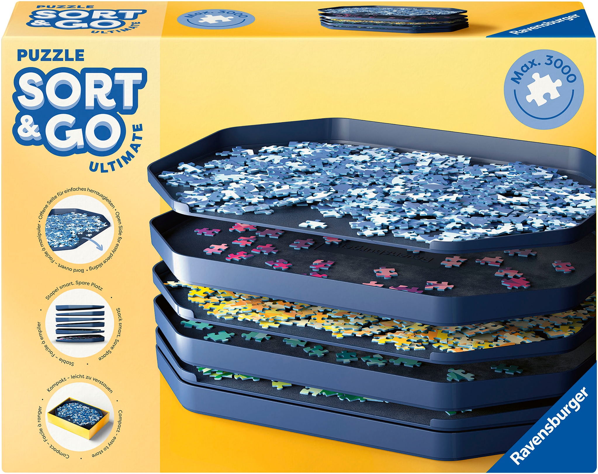 Puzzle-Sortierschale RAVENSBURGER "Sort & Go Ultimate", bunt, Puzzleorganizer, KinderB:37cm H:27,3cm, Made in Europe, B:37cm H:27,3cm