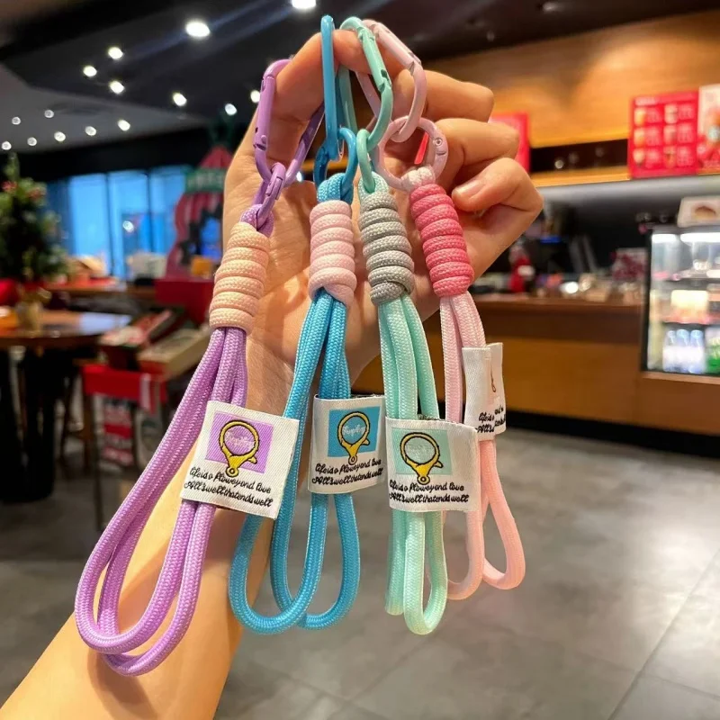 10 Stück farbiges geflochtenes Seil | Kontrastfarbenes Lanyard-Schlüsselanhänger-Etui, tragbares Handseil, Schlüsselanhänger mit Wanderschnalle für Herren und Damen Image