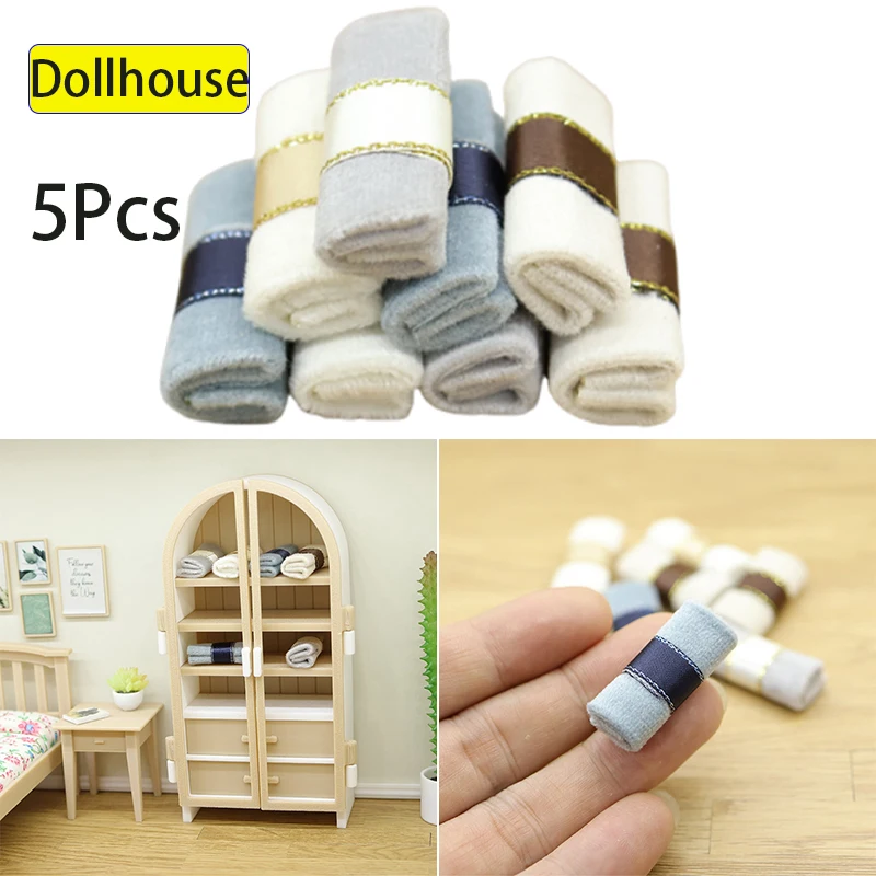 5Pcs 1/12 Puppenhaus Mini Quilt Kit Modell Puppenhaus Simulation Schlafzimmer Dekoration Puppen Haus Micro Wohnzimmer Szene Dekor Ornament