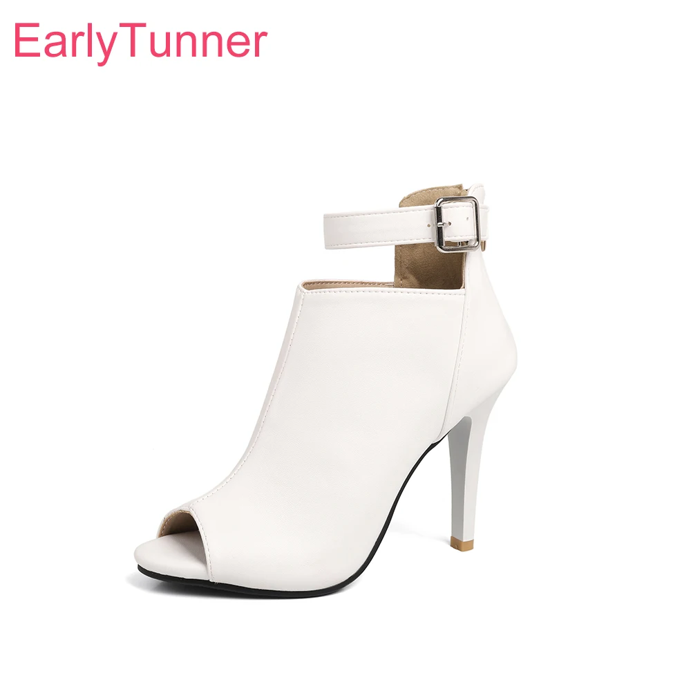 2025 neue Sommer Mode Schwarz Weiß Frauen Sandalen Heißer Super Hohe Dünne Fersen Dame Schuhe Plus Kleine Große Größe 33 40 44 47