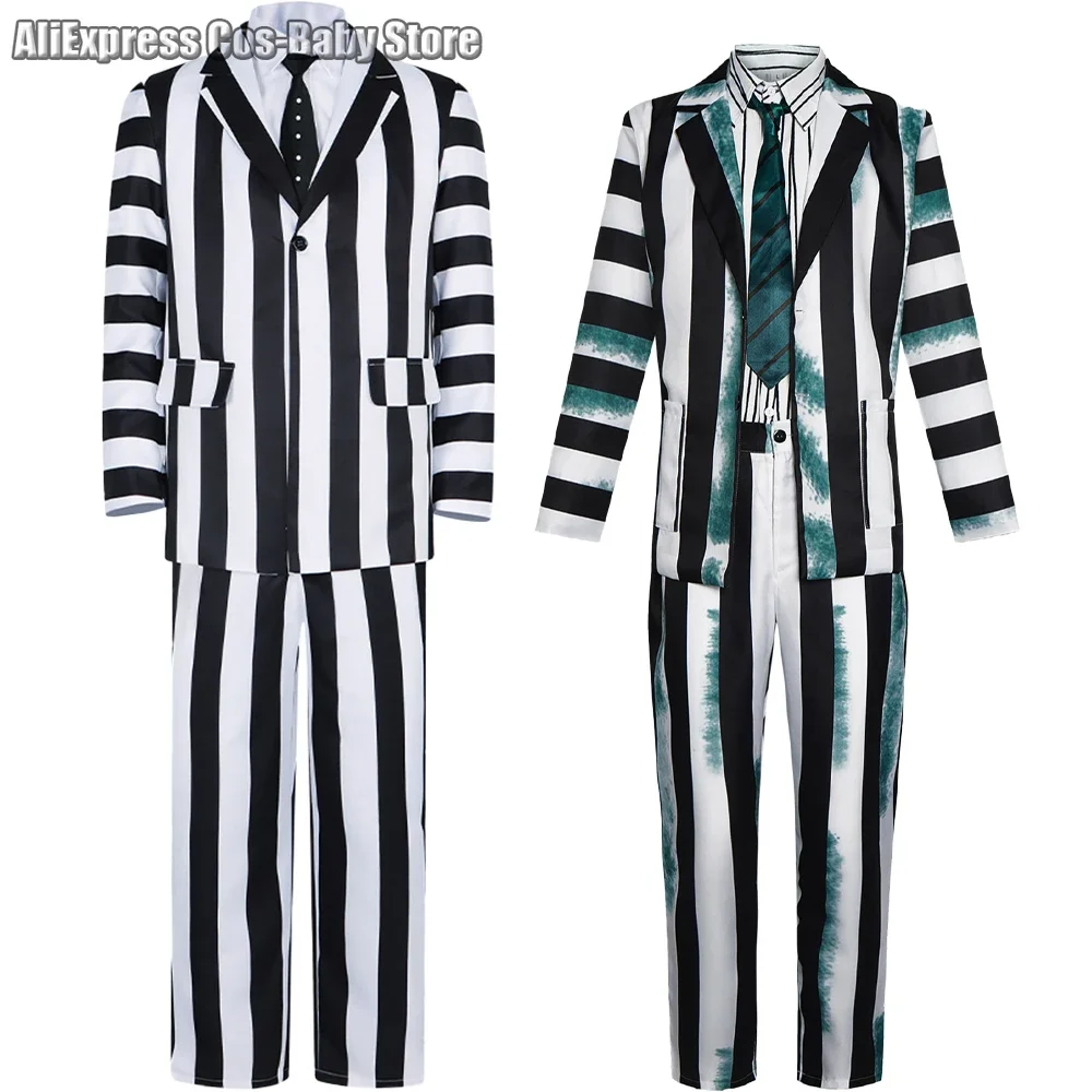 Anime michael cosplay kostüm clown kea ton uniform für mann frauen halloween pa schwarz weiß gestreifte jacke hose dunkelgrüner anzug Image