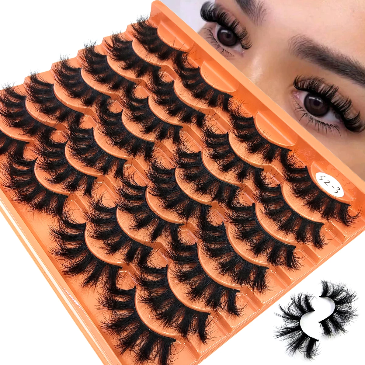 Neue 14 Paar künstliche Nerzwimpern 3D-dramatische falsche Wimpern handgemachte flauschige Wimpern natürliche lange Wimpern Image