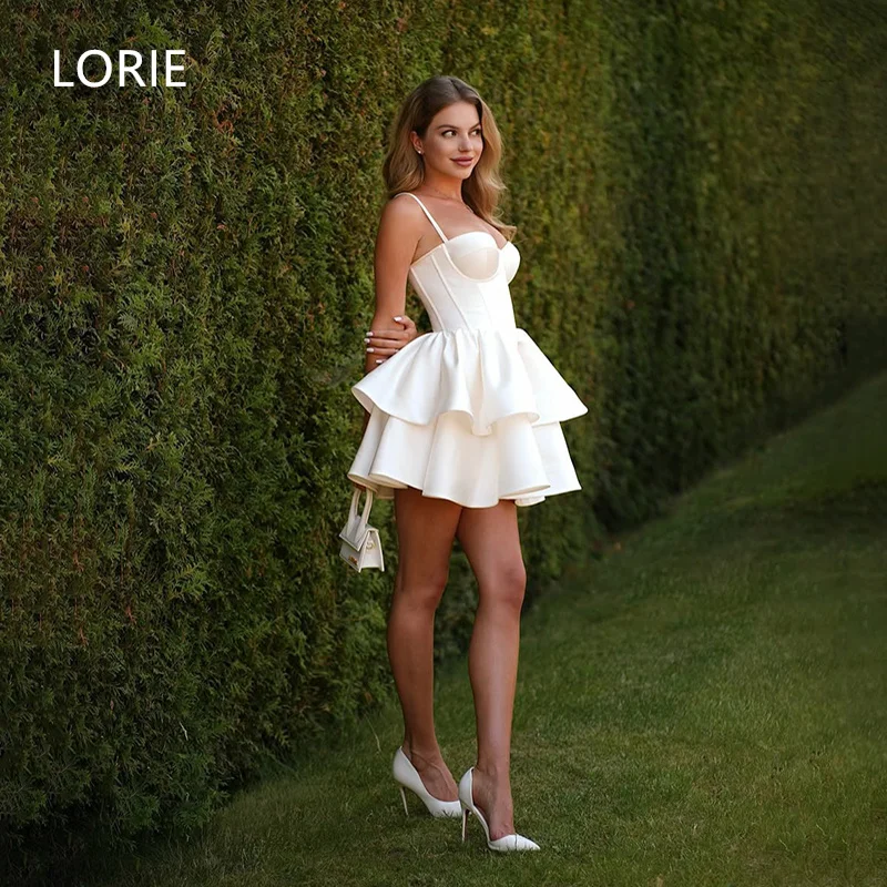 LORIE Sexy A-Linie Sexy Mini-Hochzeitskleid Spaghetti trägerlos Prinzessin Brautkleider rückenfreies Hochzeitskleid Maßgeschneidert 2023 Image