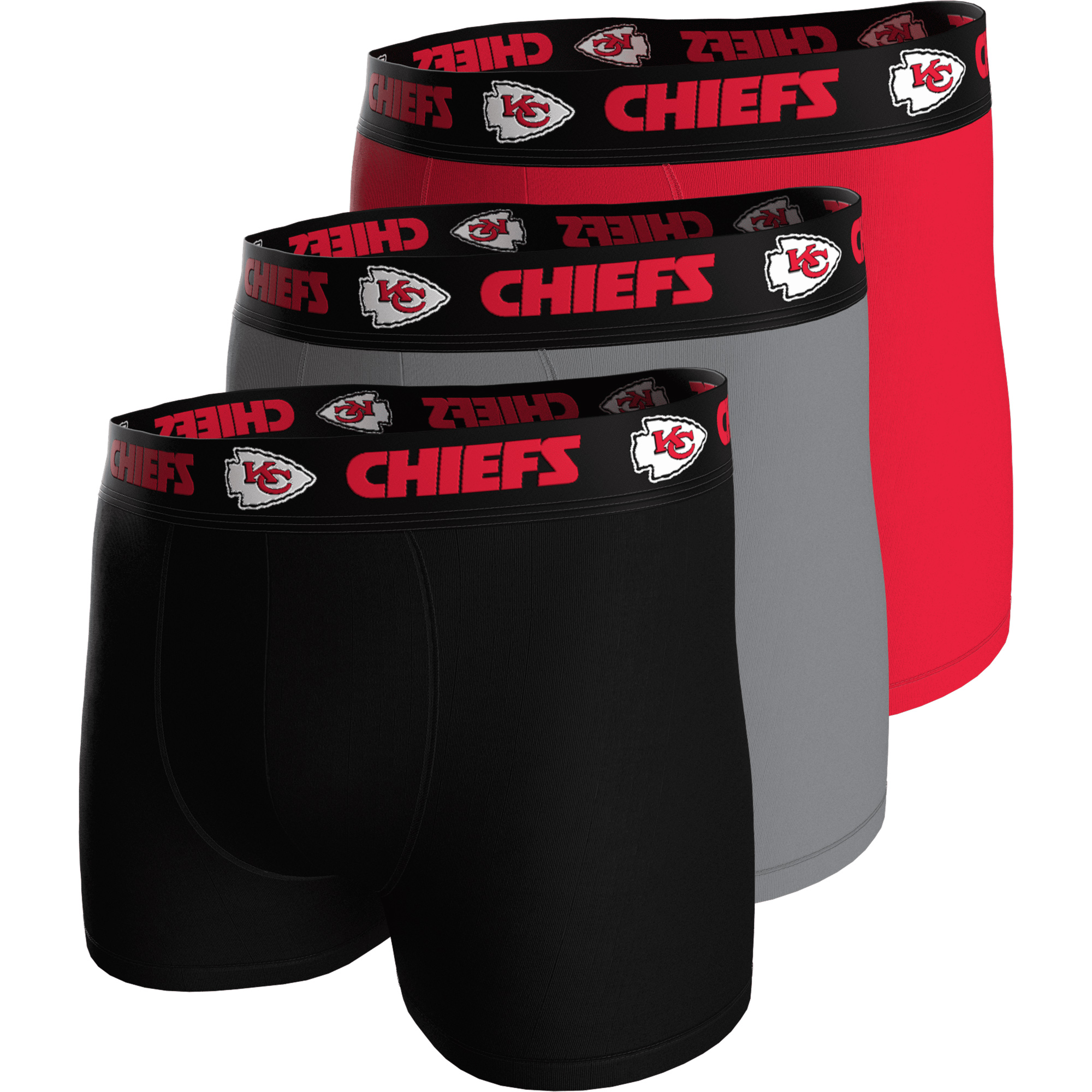 Kansas City Chiefs 3er-Pack Boxershorts – Schwarz, Grau, Rot Image