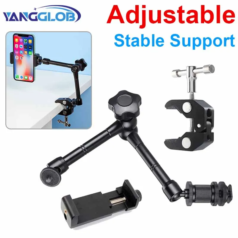 Magic Arm Cell Phone Holder Desktop Smartphone Mount Telephone Stand with Clamp Mobile Cellphone Bracket for Iphone Xiaomi