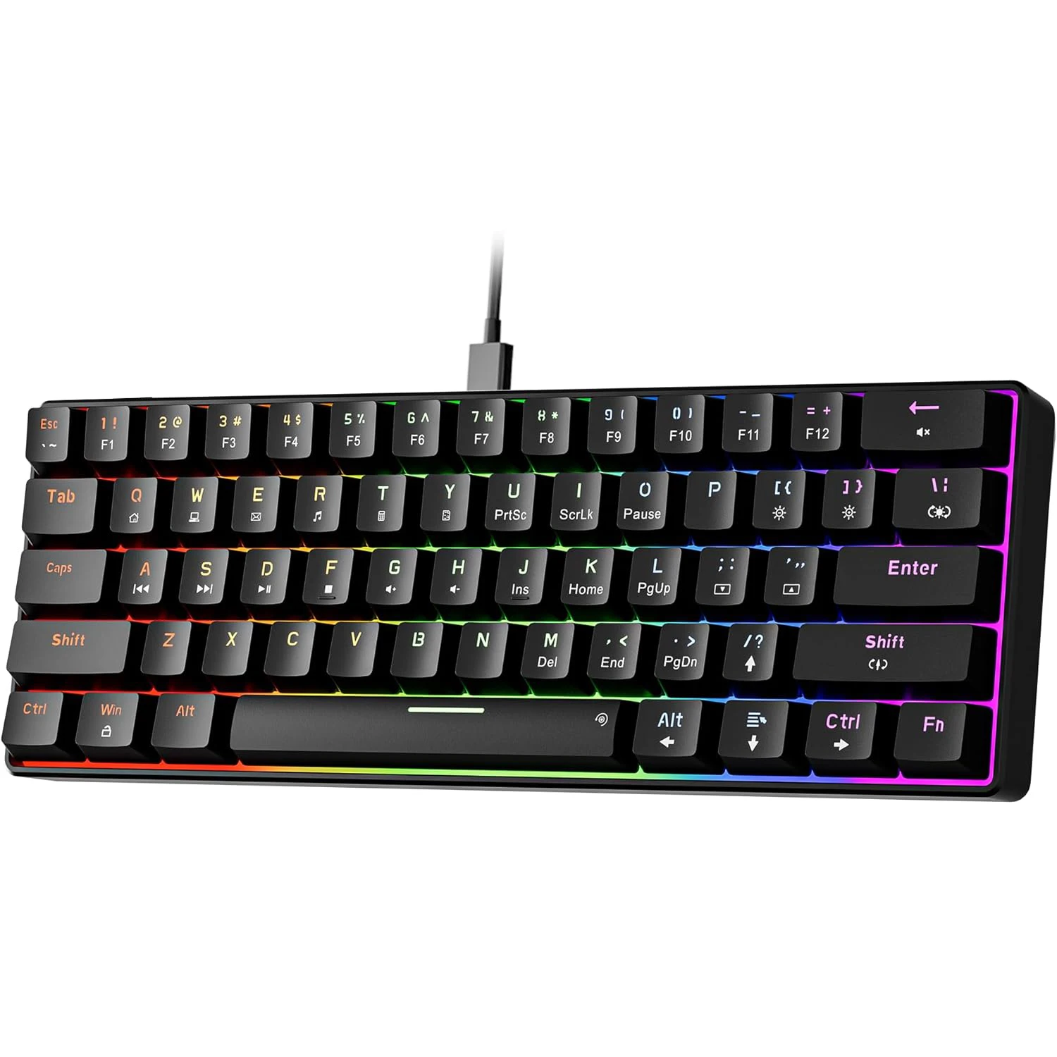 Tastiera Meccanica da Gaming Portatile 60%, Tastiera Cablata con Switch Blu, 61 Tasti Ultra-Compatta per Ufficio, Compatibile con PC/Mac/Xbox