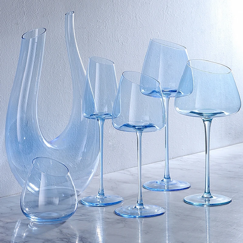 Flamingo Rotweinglas Tasse Champagner Tasse Set Kristallglas Kelch Integrierte konkave Unterseite Weinglas Bar Barware Image