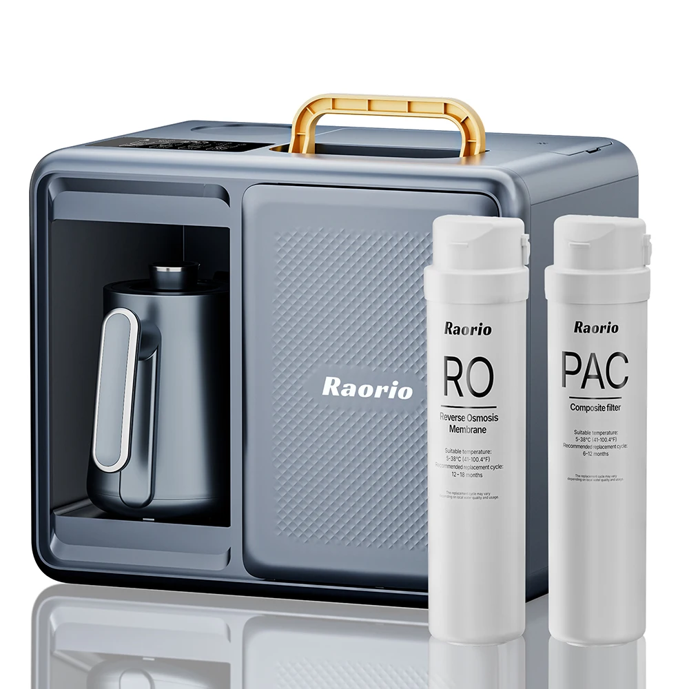 Mobiles RO-Wasserfiltrationssystem mit 0,8 l Wasserkocher, schnelles Aufheizen, direkter Desktop-Umkehrosmose-Reiniger für Wohnmobile/Reisen/Camping Image