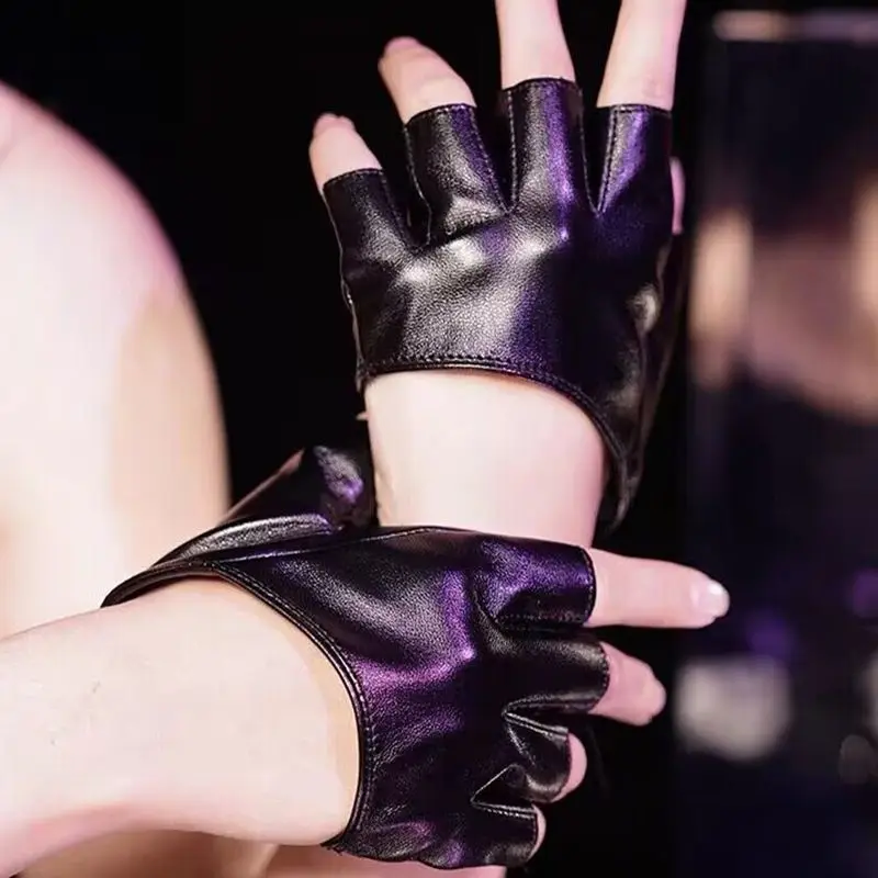 1 paar Frauen Mode PU Leder Halbe Finger Handschuhe Goth Punk Rock Hohl Fingerlose Handschuhe Bühne Leistung Lolita Cosplay