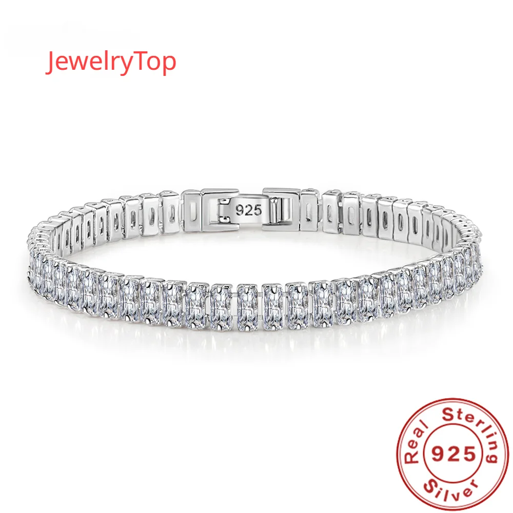 925 Sterling Silber Armband Eleganter Zirkon Kristall Edlen Schmuck Für Frauen Mädchen Verlobung Hochzeit Glamour 18 CM