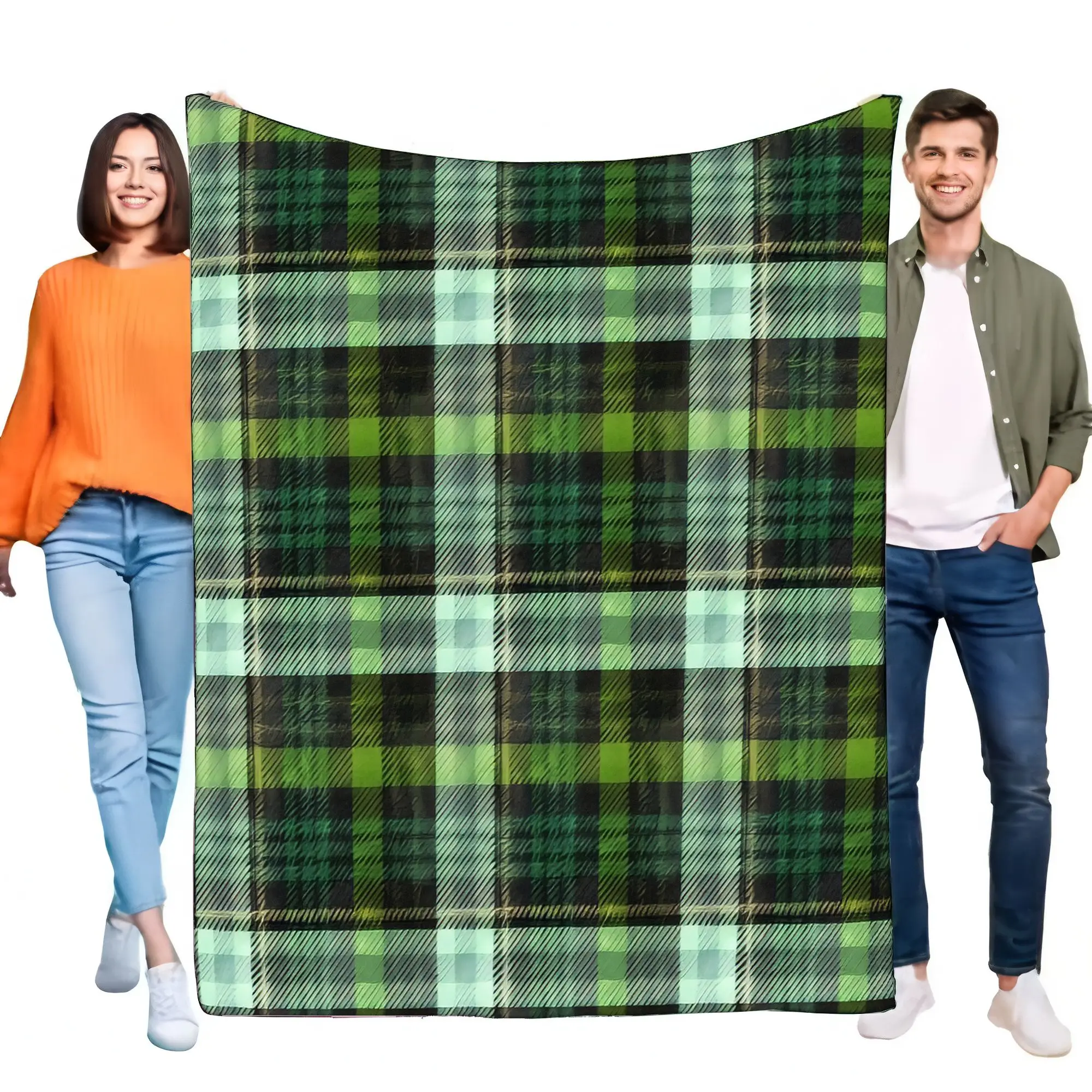 Fleecedecke mit Karomuster, weicher, leichter Überwurf für die Heimdekoration, gemütliche Sofabettdecke, perfekt zum Verschenken, warm und stilvoll Image