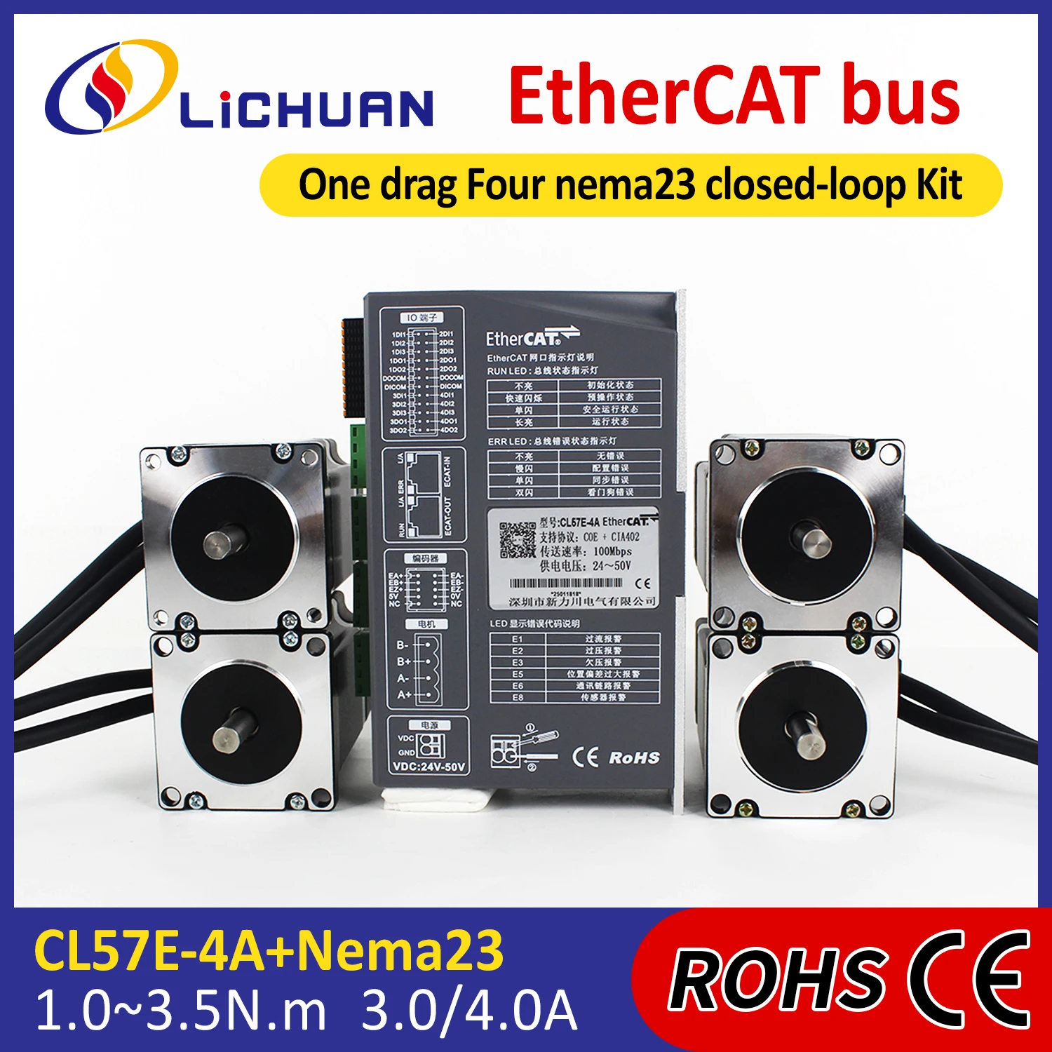 DC24V ~ 50V3/4A 1000PPR Kit controller motore passo-passo 1/1.5/2/2.2/3/3.5Nm 2 fasi Nema23 Kit driver motore passo-passo ad anello chiuso a 4 assi
