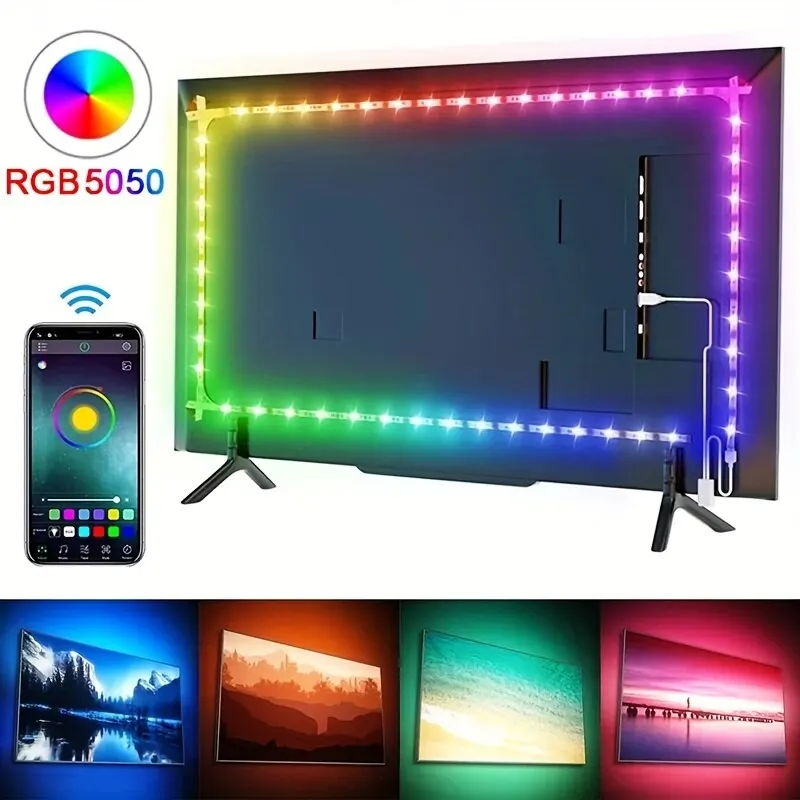 1m/3m/5m 5050 RGB LED-Streifen Lichter Smart Application Remote Farbwechsel für TV LED Hintergrund beleuchtung Raum dekorative Party Festival Image