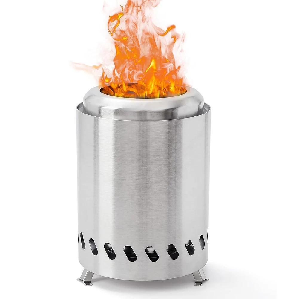 Rauchfreie Tisch-Feuerstelle, Edelstahl-Tischfeuerstelle für drinnen und draußen, Holzbrennendes oder pelett, angetriebenes tragbares Lagerfeuer Image