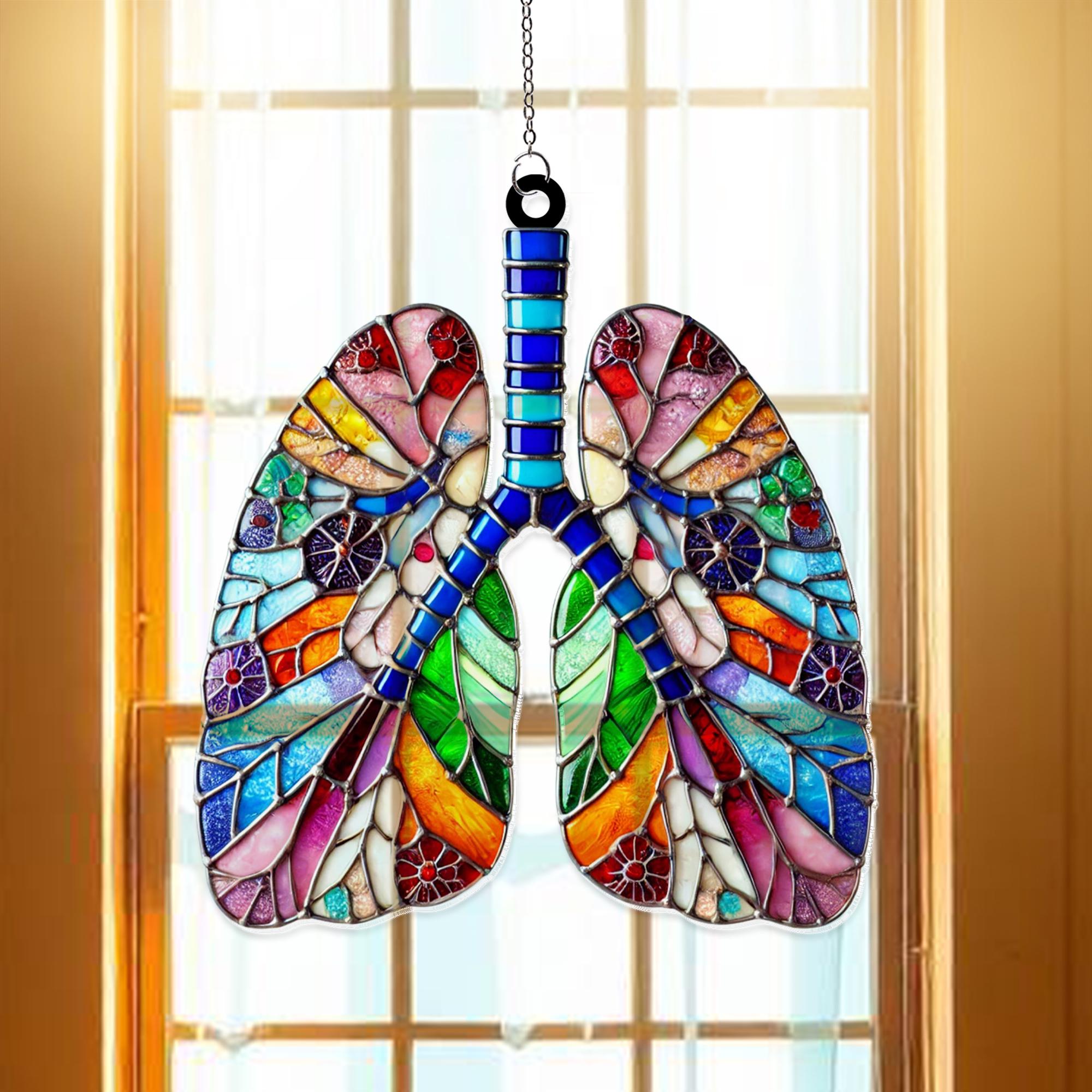 Acchiappasole in acrilico a forma di polmone, da appendere alla finestra, acchiappasole ornamentale, acchiappasole in acrilico a forma di polmone per