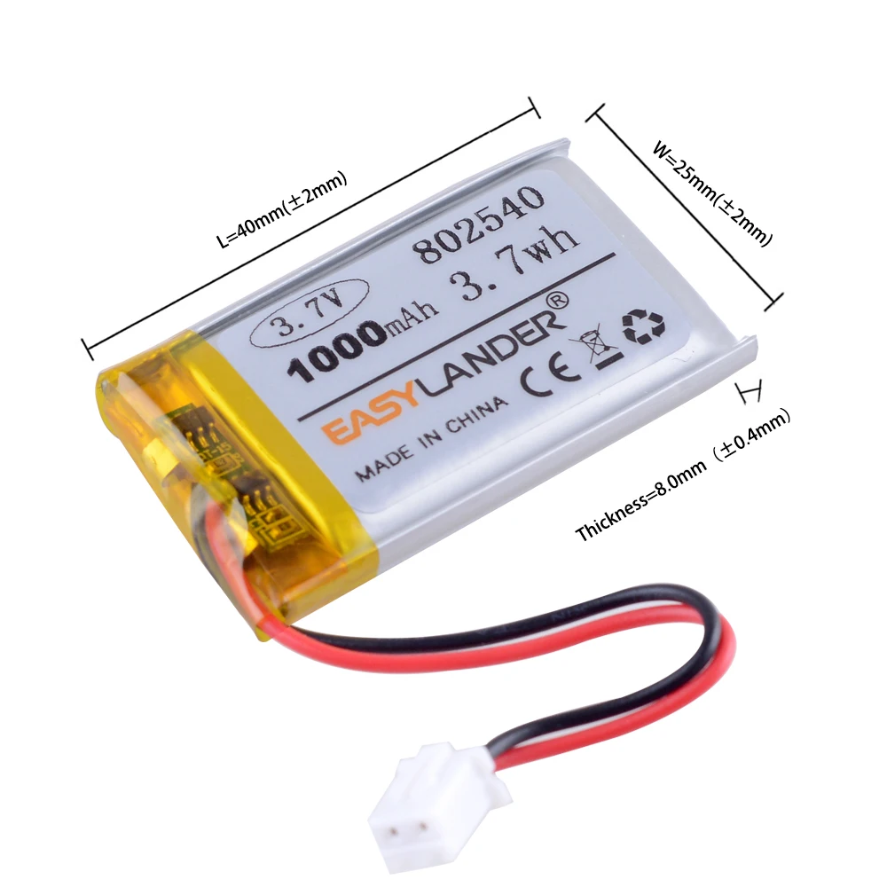 3,7 V Li Po Li-Ionen-Polymer-Lithium-Batterie 850mAh Image