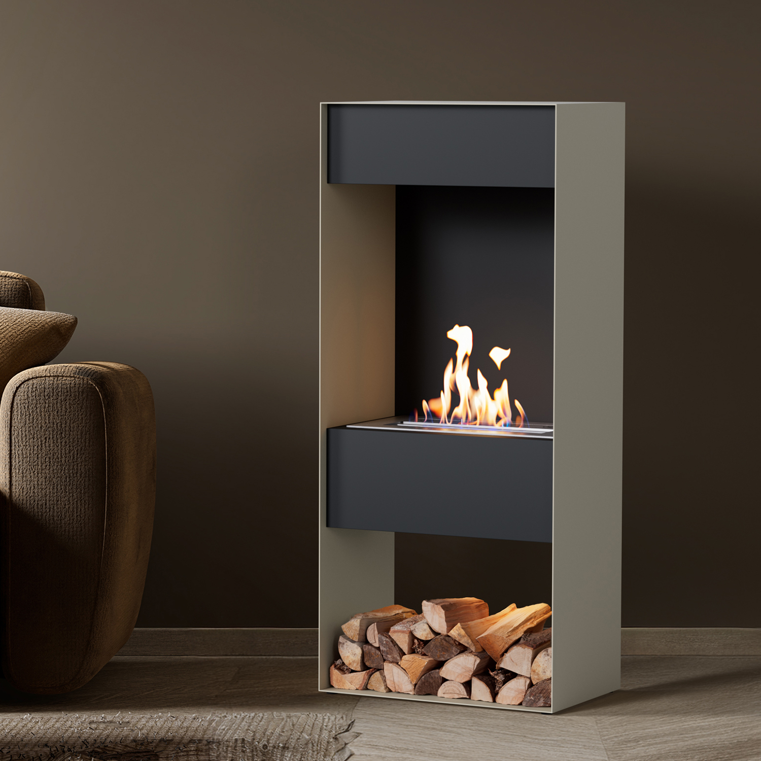 Noble Flame CORE [Design Bioethanol Kamin]: Seidengrau