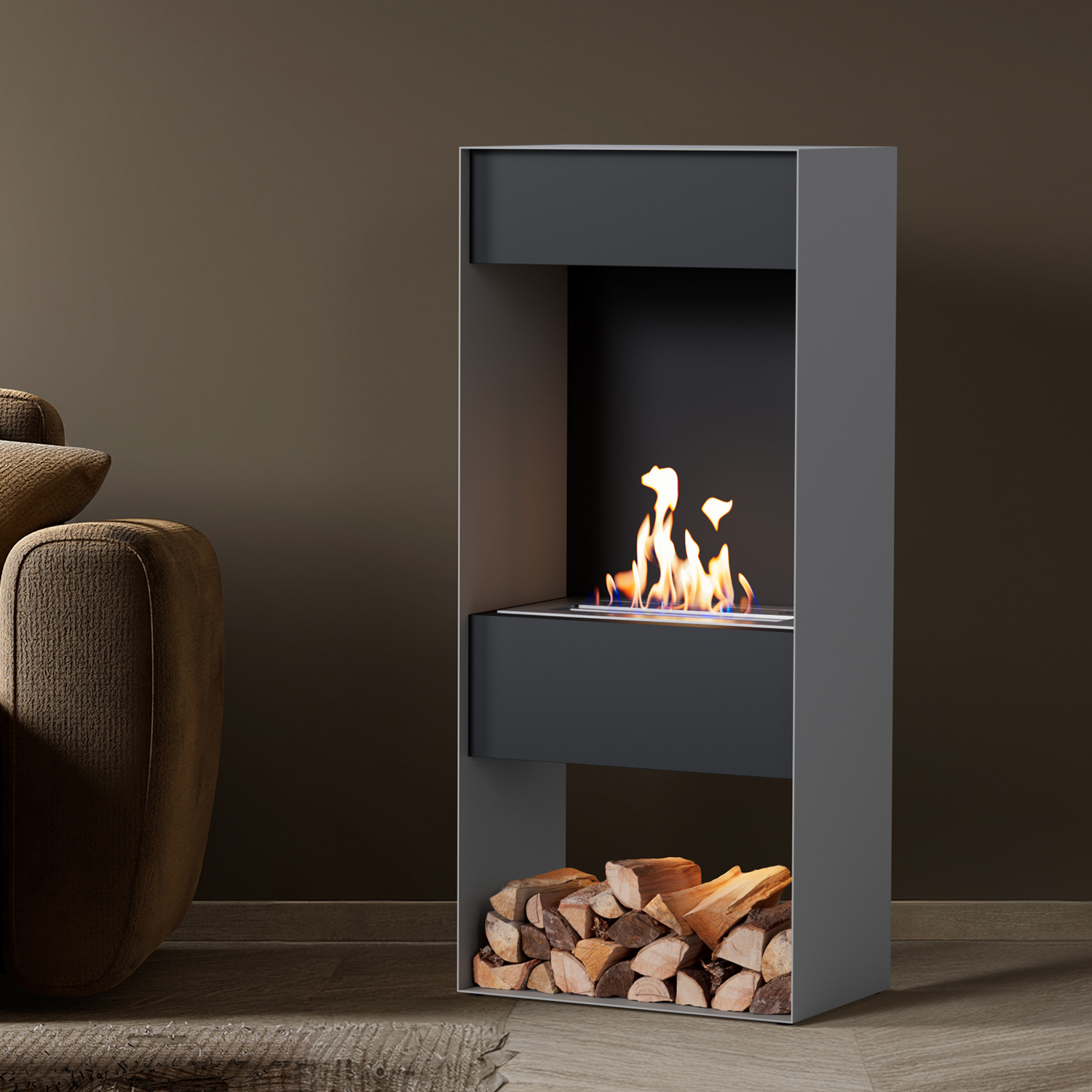 Noble Flame CORE [Design Bioethanol Kamin]: Aluminiumgrau Image