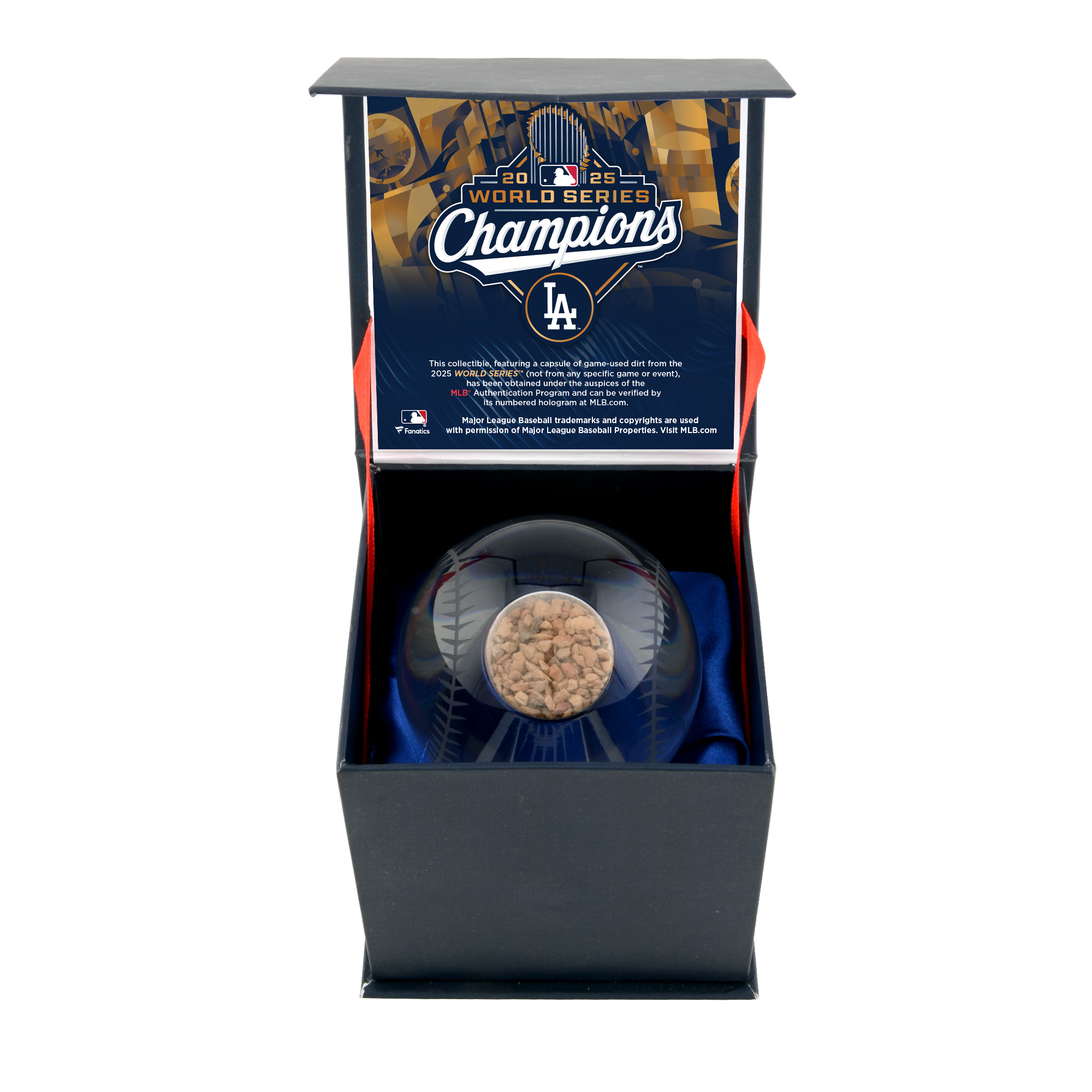 Los Angeles Dodgers 2025 World Series Champions Crystal Baseball mit World Series Game-Used Dirt Image
