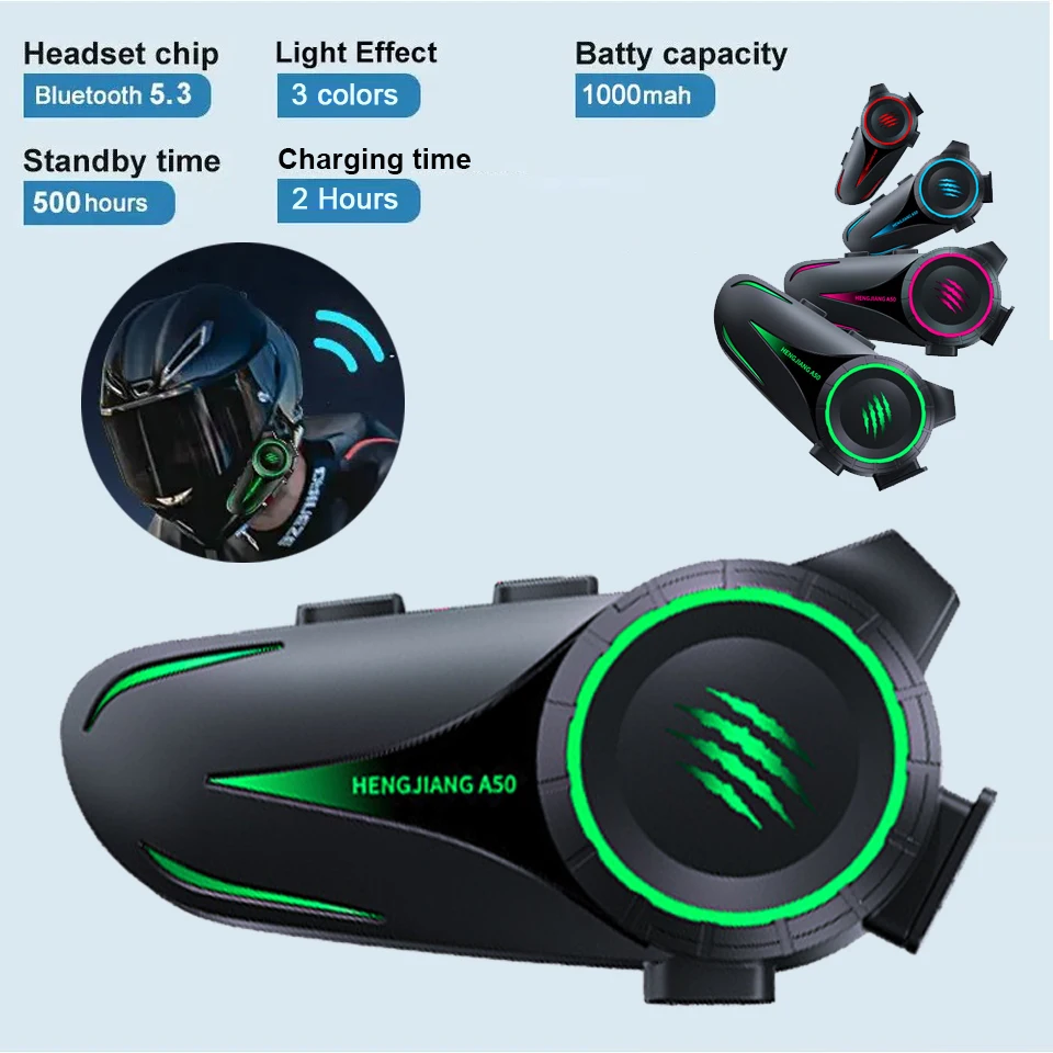 Bluetooth 5,3 Helm Headset Motorrad Wasserdichte Kopfhörer MP3 Musik Player Lautsprecher Drahtlose Freisprechen Telefon Kit Image