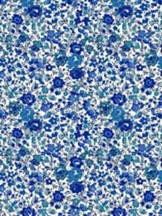 Tessuto di cotone Liberty Tana Lawn 03633038B blu scuro Emma e Georgina / Tana Lawn
