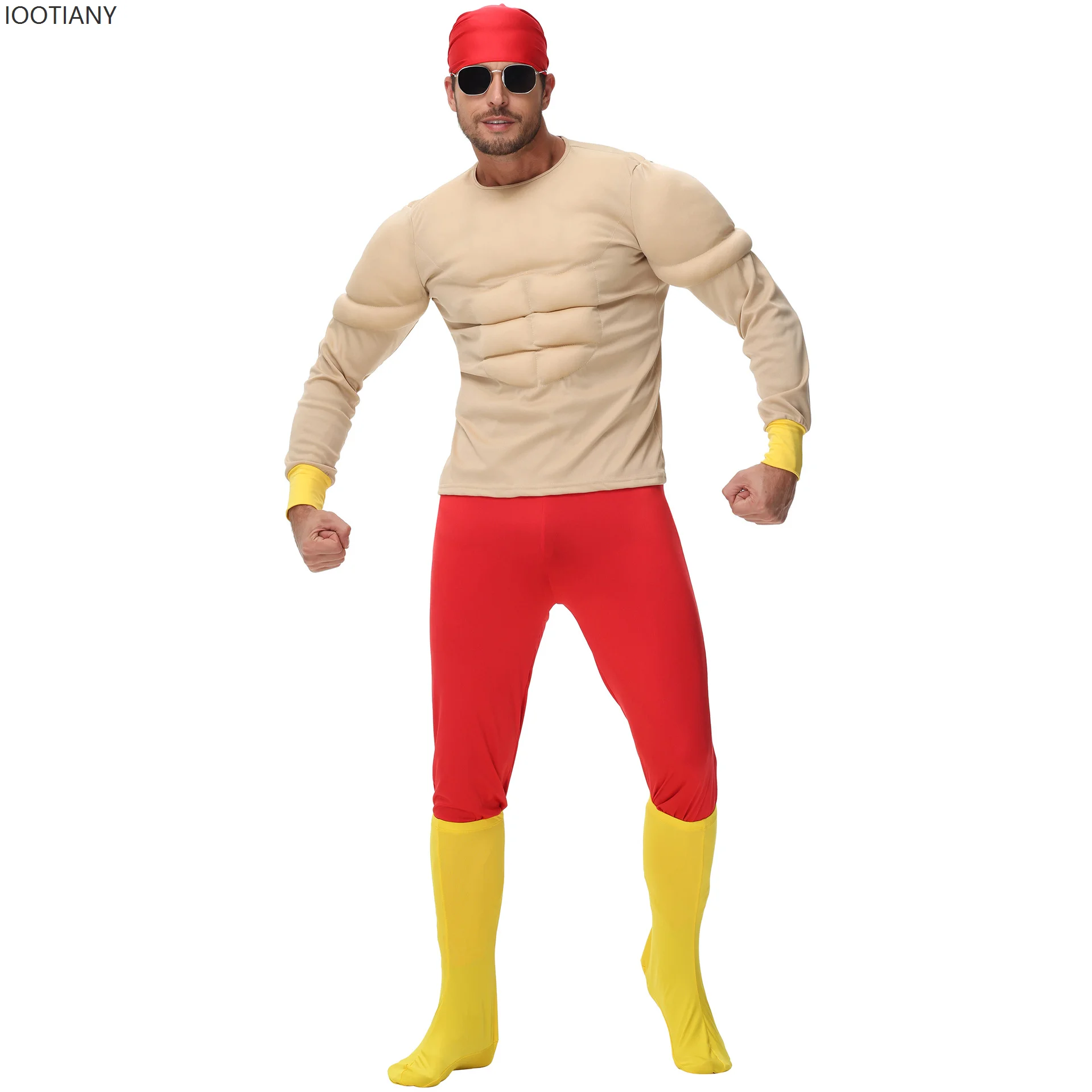 Wrestler Hulk Hogan Kostüm Erwachsene Macho Super Muscle Lustiger Anzug Halloween Urlaub Party Bühne Muskelmann Rollenspiel Kostüm Neu Image