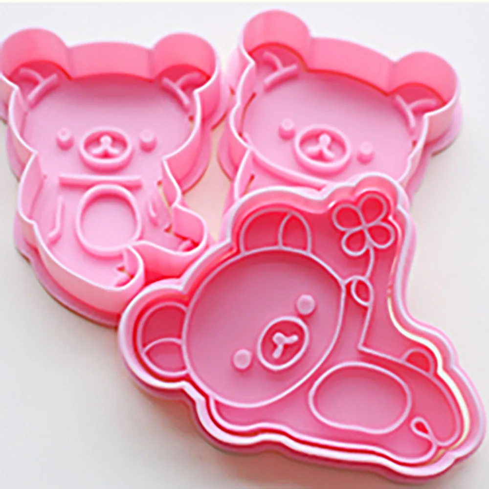 Cartoon süße Bär Keksform 3D Drücken Keksformen DIY Backwerkzeuge Image