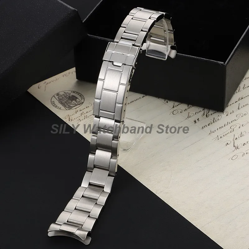 20 mm luxuriöses Metallarmband für Rolex Herrenarmband mit gebogenem Ende, gebürstetes poliertes Armband, Edelstahlarmband für Water Ghost Image