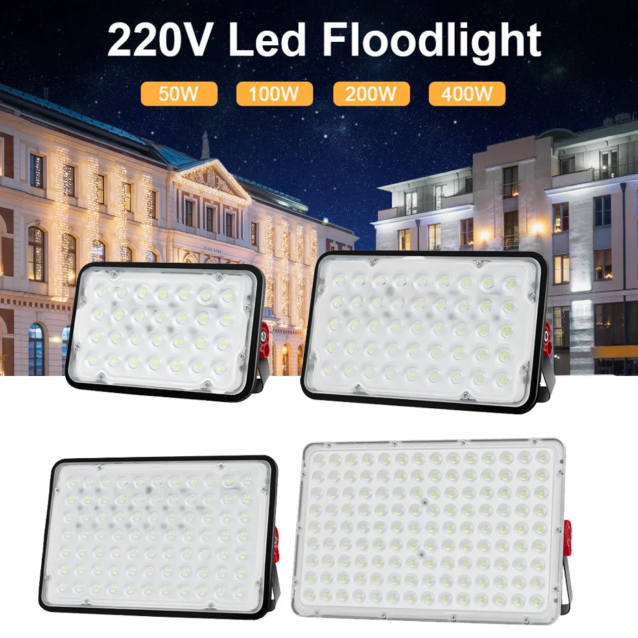 400W 200W 100W 50W Luce di inondazione a LED IP66 Impermeabile 220V Proiettore per esterni Faretto LED Riflettore Lampione stradale Luce di inondazione da parete