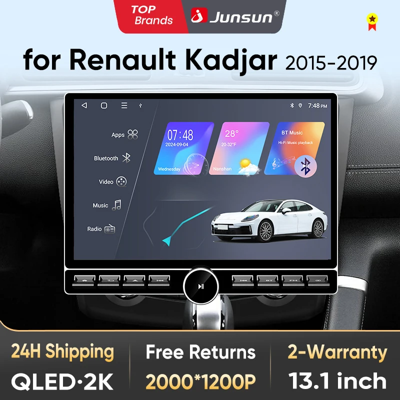 Junsun 13,1″ QLED Wireless CarPlay Android Auto Autoradio für Renault Kadjar 2015-2019 Intelligente Systeme DSP SWC RDS GPS FM BT Image