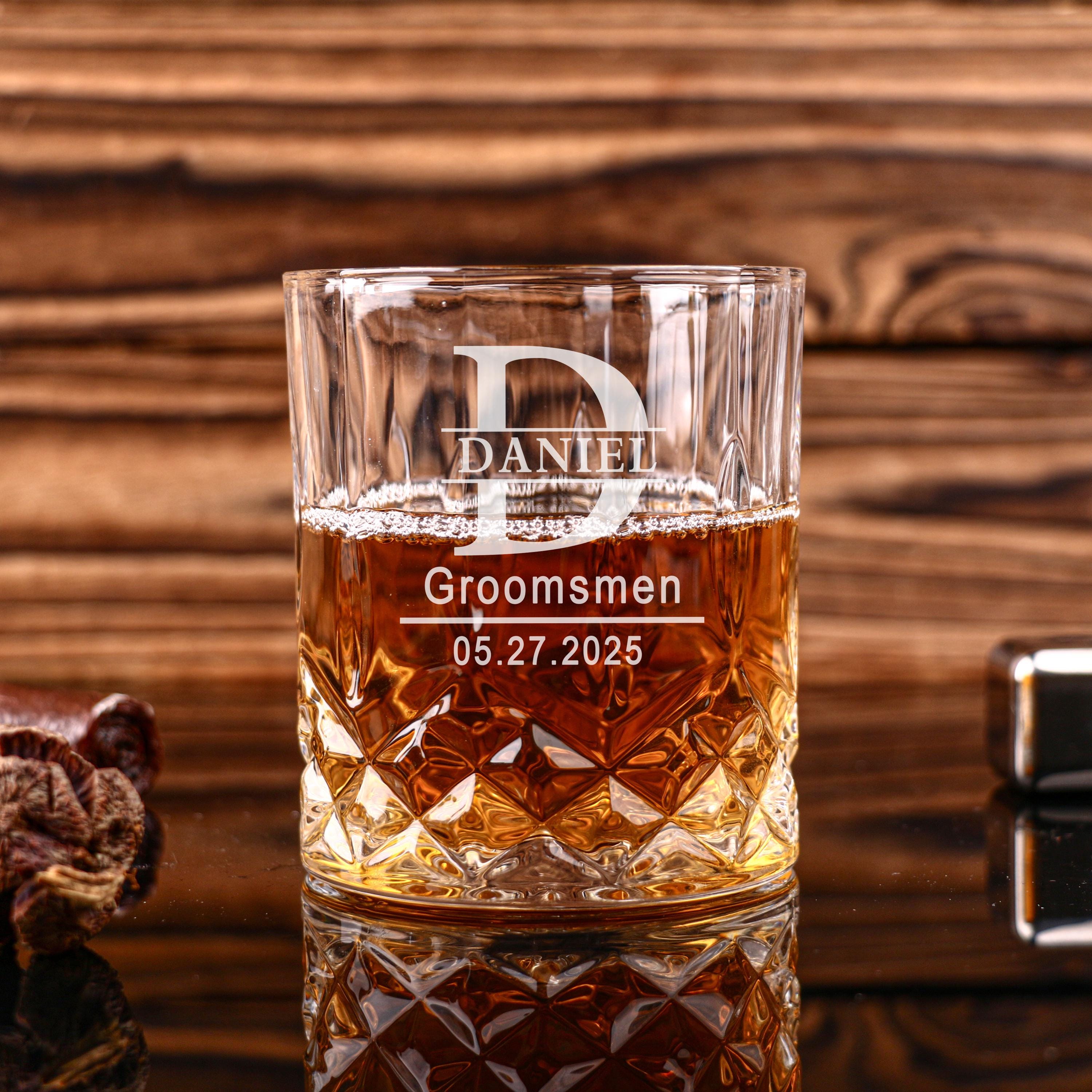 Bicchieri da whisky per testimoni dello sposo, idea regalo per testimoni dello sposo, stile old fashioned inciso, testimoni dello sposo personalizzati