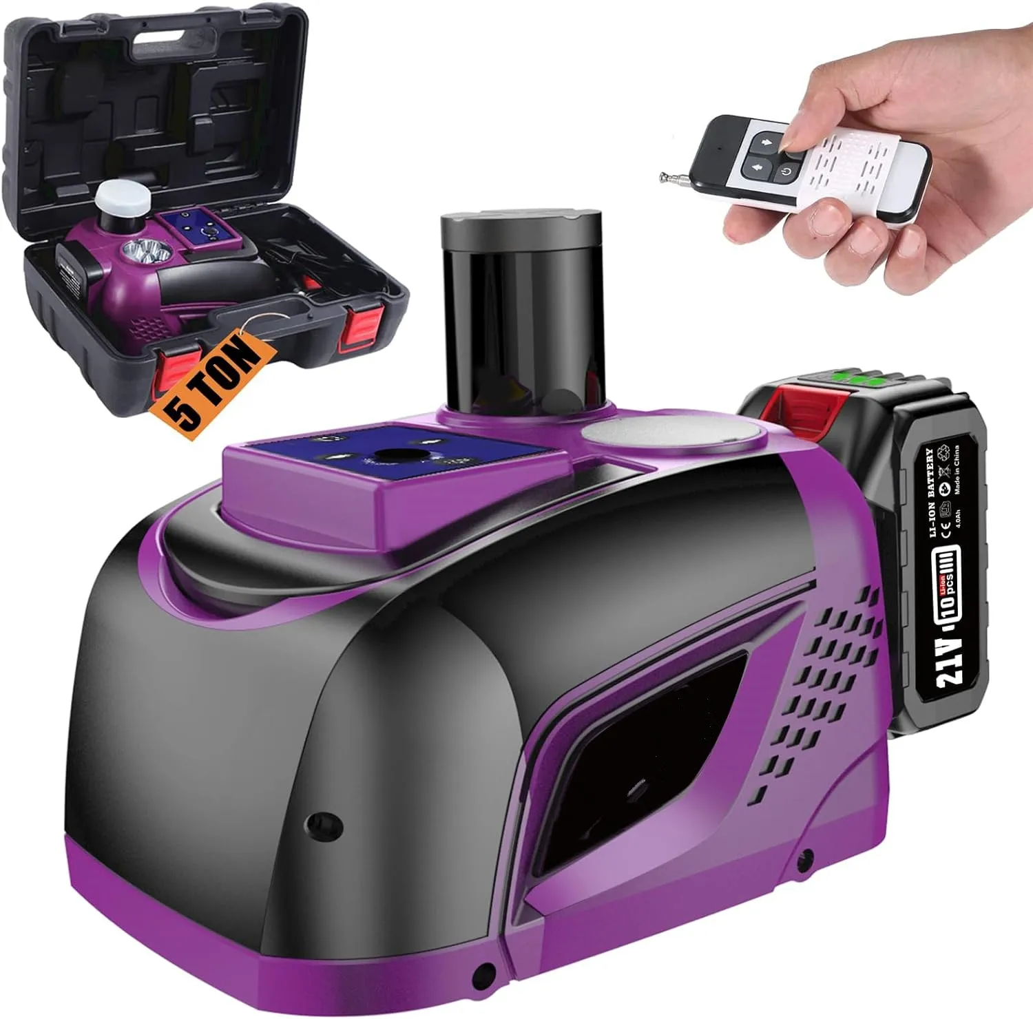 Cric per auto elettrica 5 tonnellate aggiornato 21V 4.0AH batteria e luce a LED per auto SUV cambio pneumatici garage riparazione auto martinetto idraulico elettrico