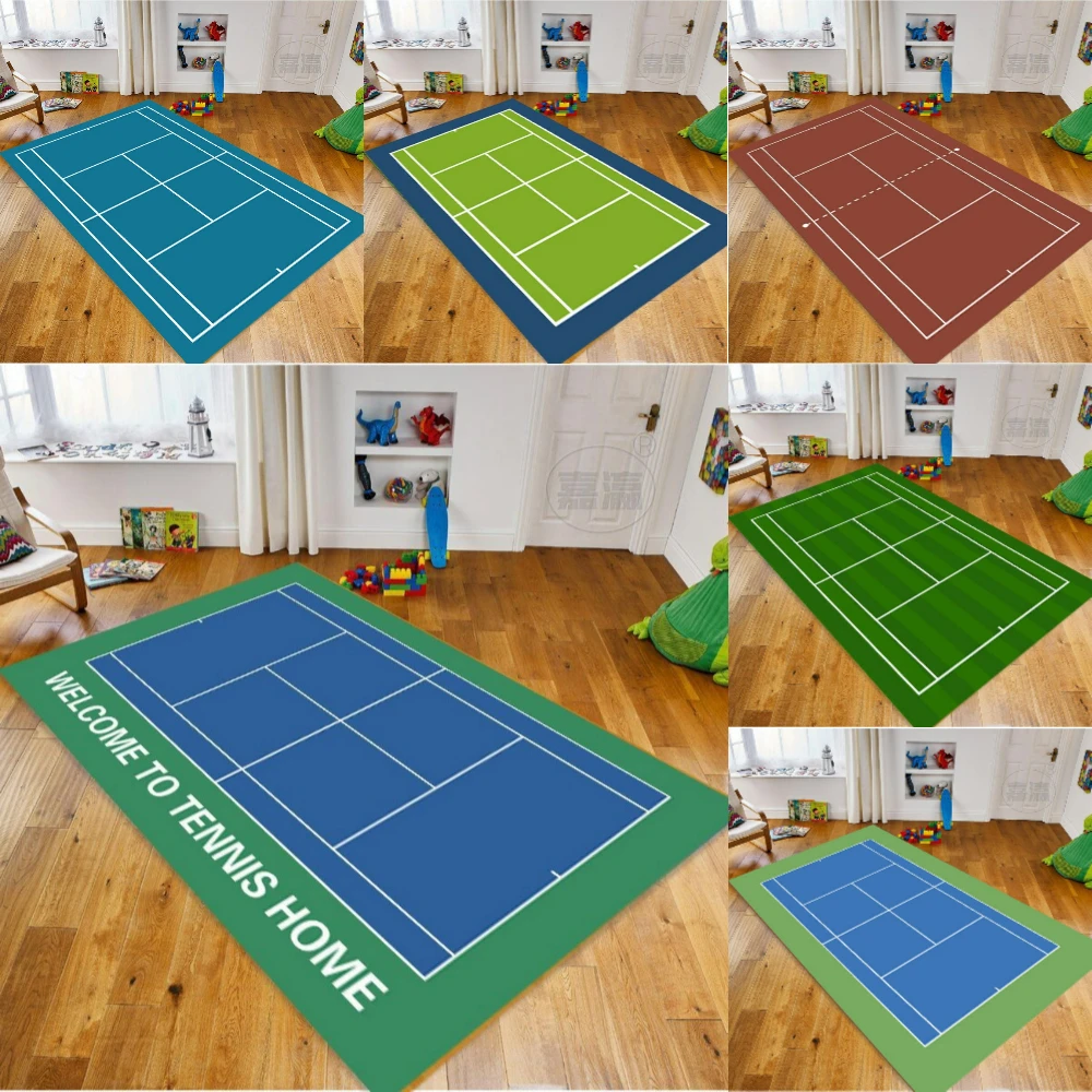 Tennis Sport Tennisplatz Muster Teppich Mehrfarbiger Anti-Rutsch-Teppich Wohnzimmer Schlafzimmer Eingang Teppich Langlebiger schöner Teppich Image