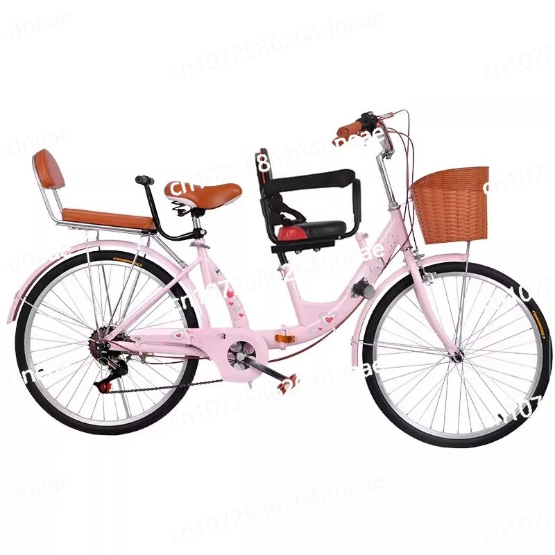 Klappbares Eltern-Kind-Damenfahrrad mit Kinder Doppelsitz für Mutter und Kind Kinderfahrrad Image