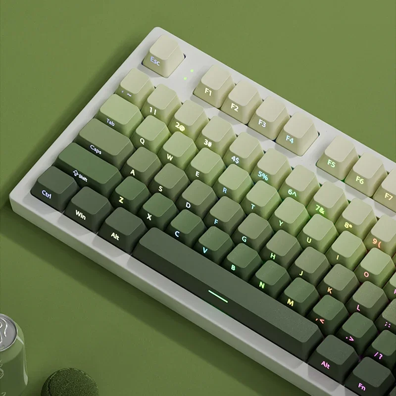 135-Tasten-Tastenkappen mit Kirschprofil, grüne Traube, seitlicher Druck, durchscheinende Tastenkappen, Double Shot PBT-Tastenkappe für MX Switch Gaming-Tastatur Image