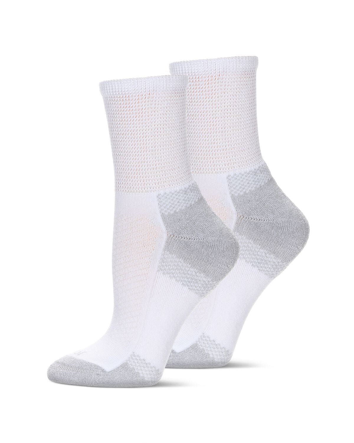 Plus Size Women's 2 Pair Pack Unisex Diabetic Half Cushion Quarter Socks by MeMoi in White White (Size 10)